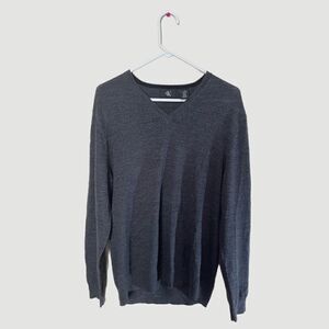 Calvin Klein Mens 100% Wool Sweater Size Large Gray
